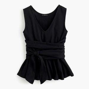 J. Crew Sleeveless Tie-Waist Peplum Top